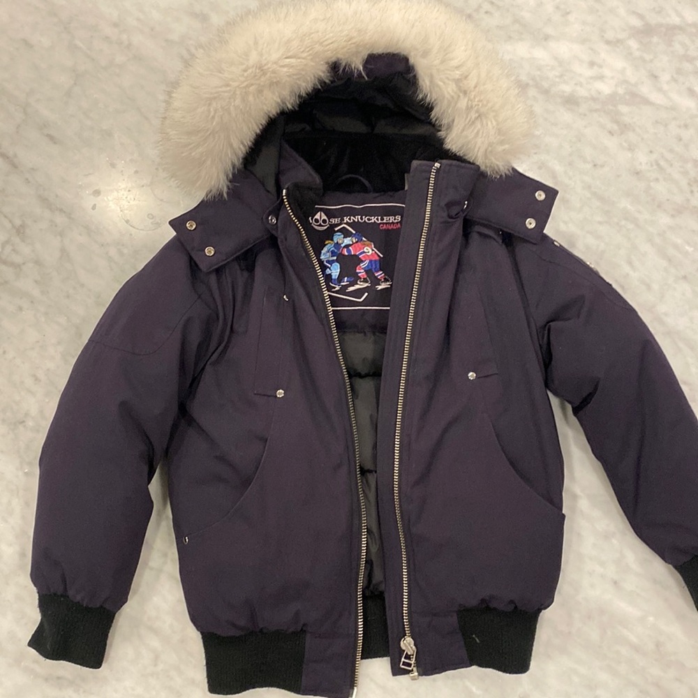 Moose knuckle winter coat. Purple. Used.